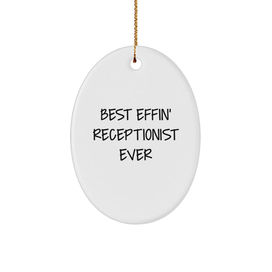 Oval Receptionist Christmas Ornament for a Best Friend Gift - Image 1