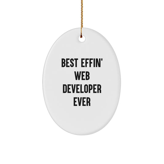 Funny Web Developer Gifts Best Effin' Ever Oval Ornament for Men Christmas Decorations from Friends - Image 1