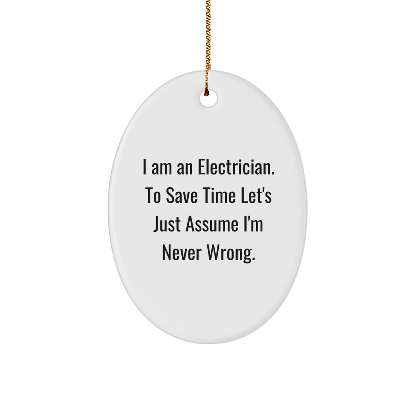 Christmas Gift for Her Electrician Keepsake Oval Ornament Present - Image 1