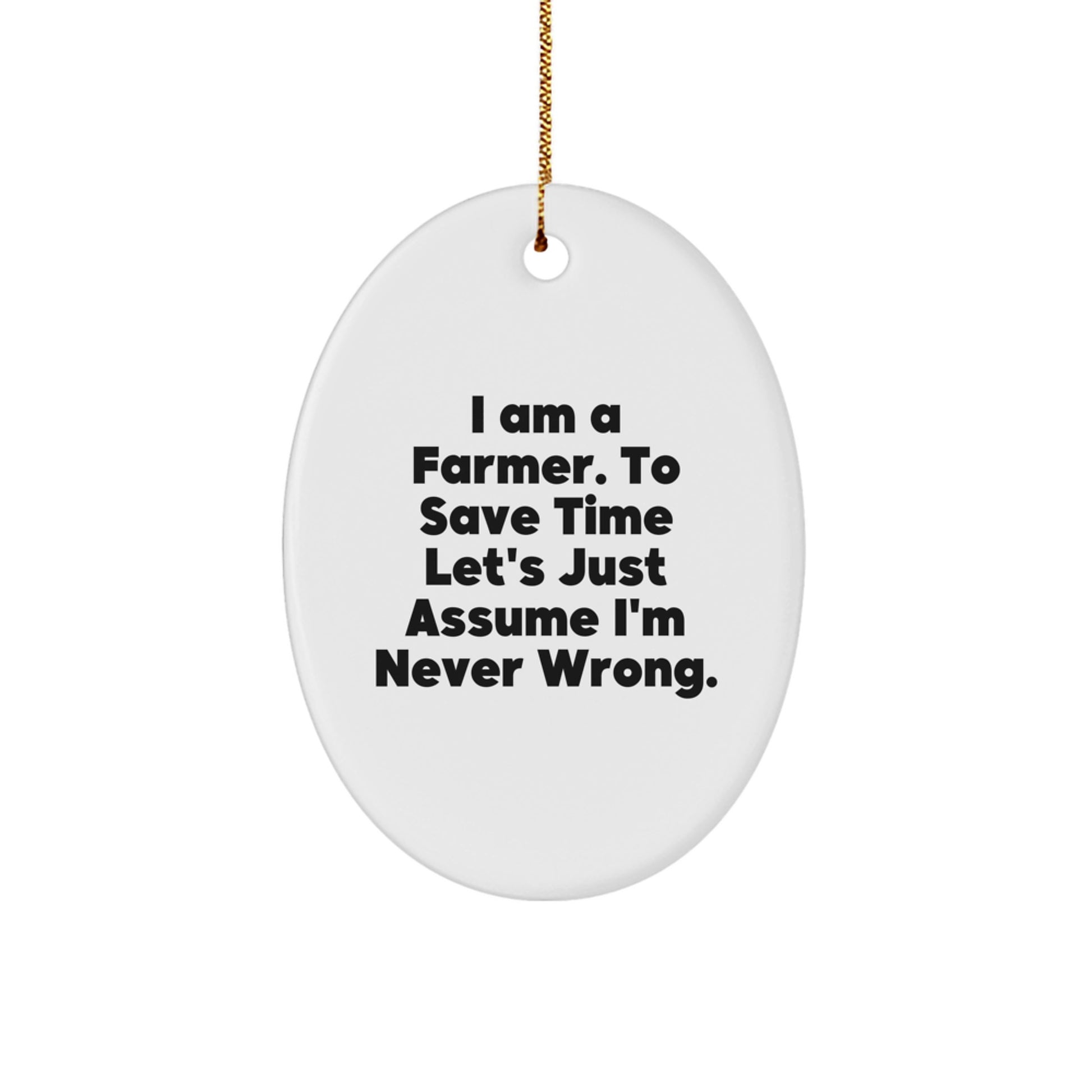 Oval Farmer Christmas Ornament for Coworkers Idea Gift – Vibrant - Image 1