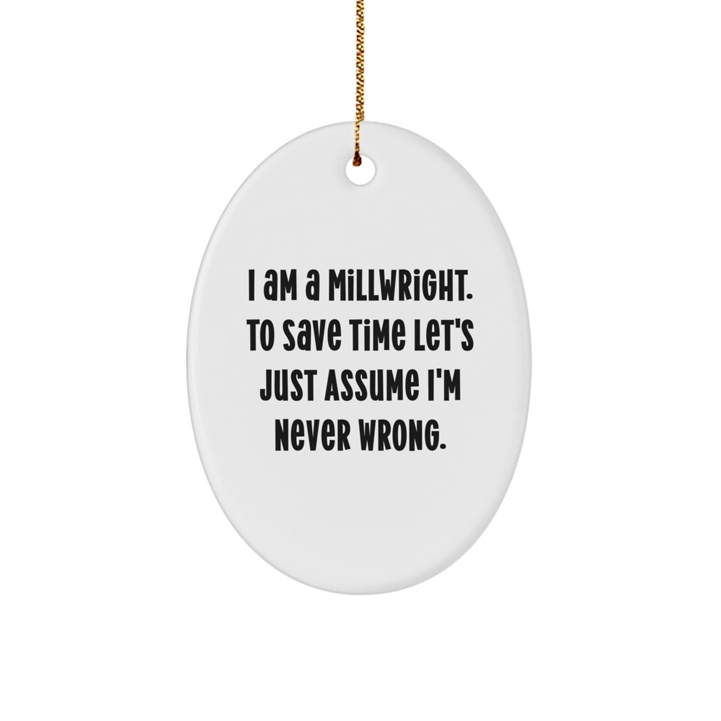Christmas Gift Oval Ornament for Her Millwright Present - Image 1