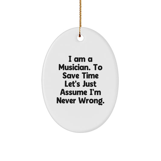 Funny Oval Ornament Gifts for Musician Friends - Musician Christmas Decorations, Unique Oval Ornament Gift for Musician Men, Musician Oval Ornament - Image 1