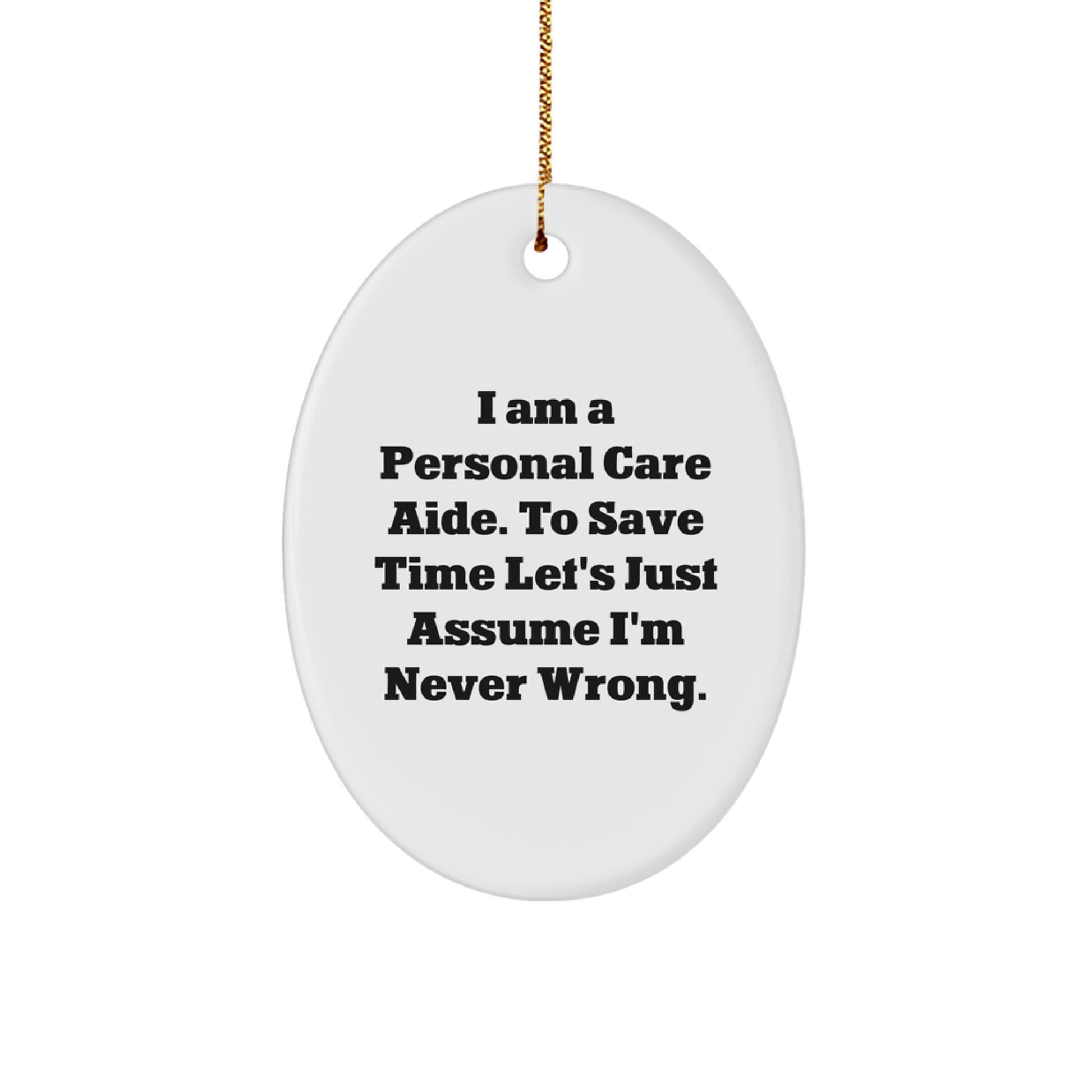 Personal Care Aide Gift Funny Quote Oval Ornament, Oval Ornament Gifts from Men to Personal Care Aide, Christmas Unique Gifts for Women - Image 1