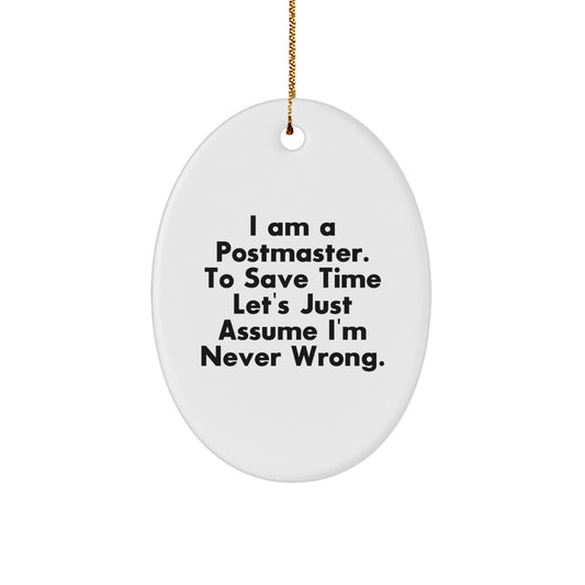 Postmaster Oval Christmas Ornament for Family Unique Gift – To Save Time - Image 1