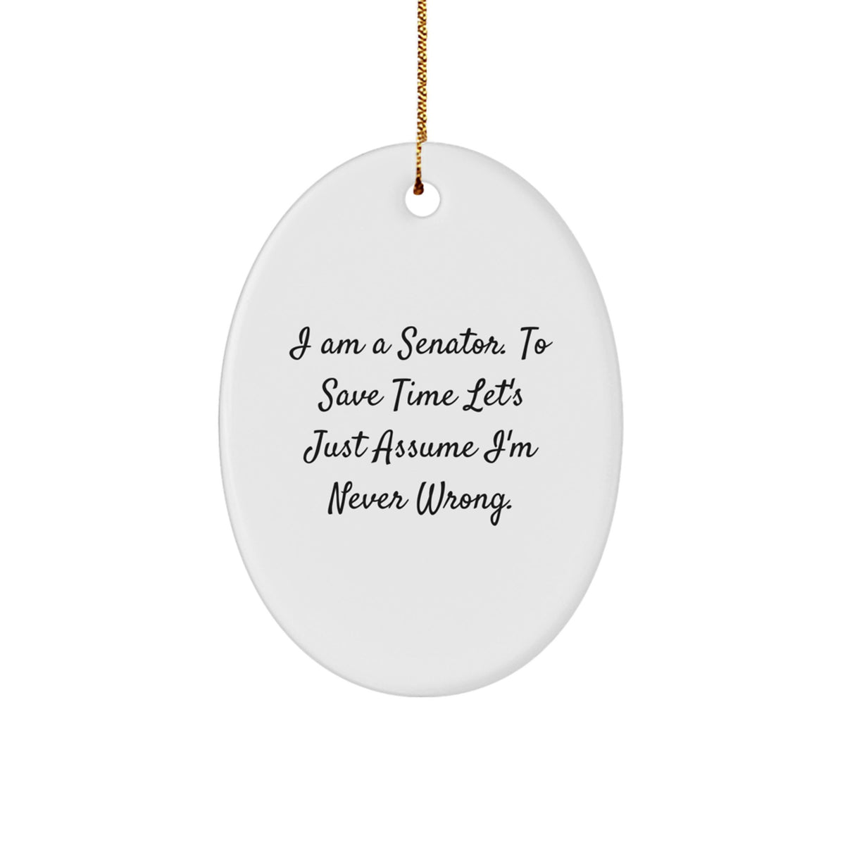 Sarcastic Senator Oval Christmas Ornament for Friends Novelty Gift - Image 1