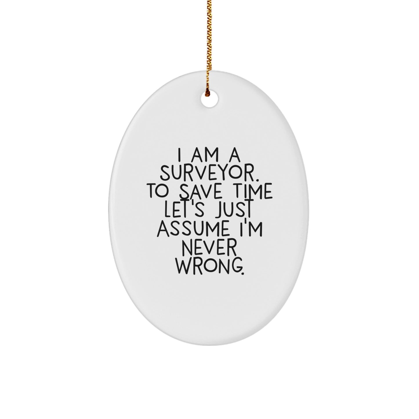 Funny Surveyor Gifts for Friends from Men, Surveyor Oval Ornament, Unique Christmas Unique Gifts for Surveyor Friends - Image 1