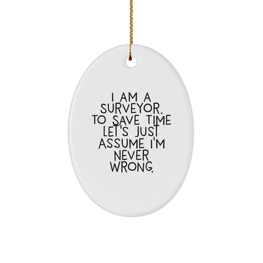 Funny Surveyor Gifts for Friends from Men, Surveyor Oval Ornament, Unique Christmas Unique Gifts for Surveyor Friends - Image 1