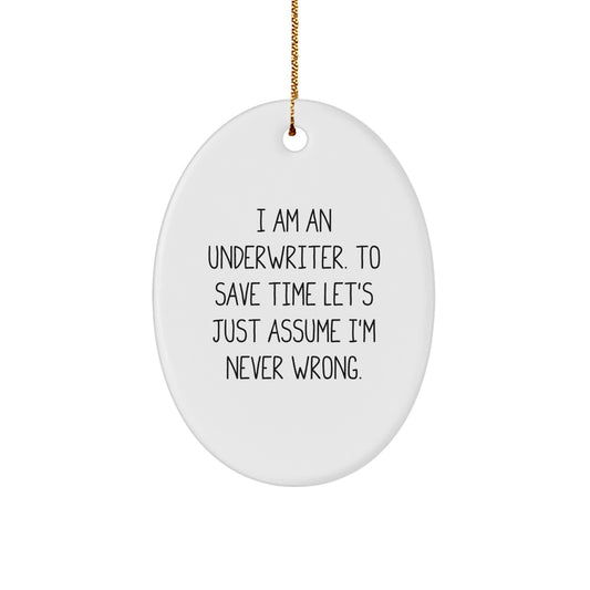 Funny Underwriter Oval Ornament, Gifts from Friends for Underwriter, Christmas Unique Gifts, Oval Shaped Decorative - Image 1
