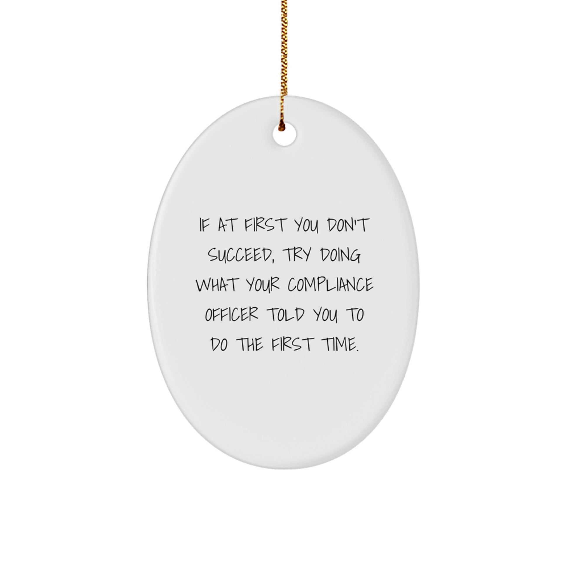 Funny Compliance Officer Gifts from Friends - Oval Ornament with Inspirational Quote for Compliance Officers, Compliance Officer Gifts for Christmas - Image 1