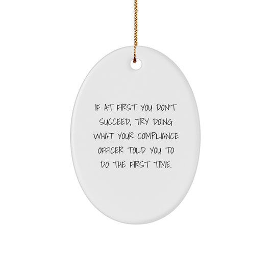 Funny Compliance Officer Gifts from Friends - Oval Ornament with Inspirational Quote for Compliance Officers, Compliance Officer Gifts for Christmas - Image 1