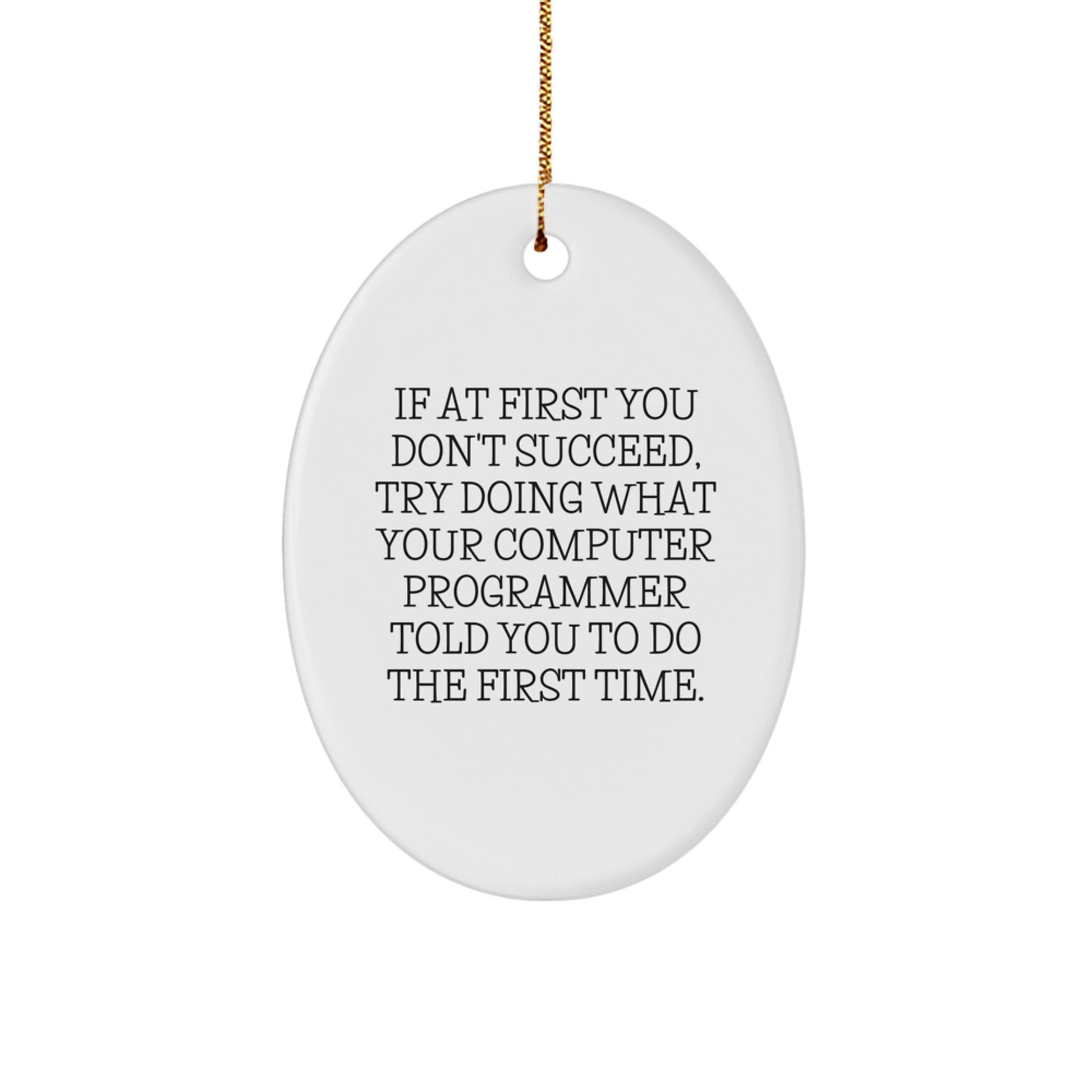 Funny Computer Programmer Gifts from Friends for Christmas, Oval Ornament Quote Decorations, Computer Programmer Humor Christmas Unique Gifts - Image 1