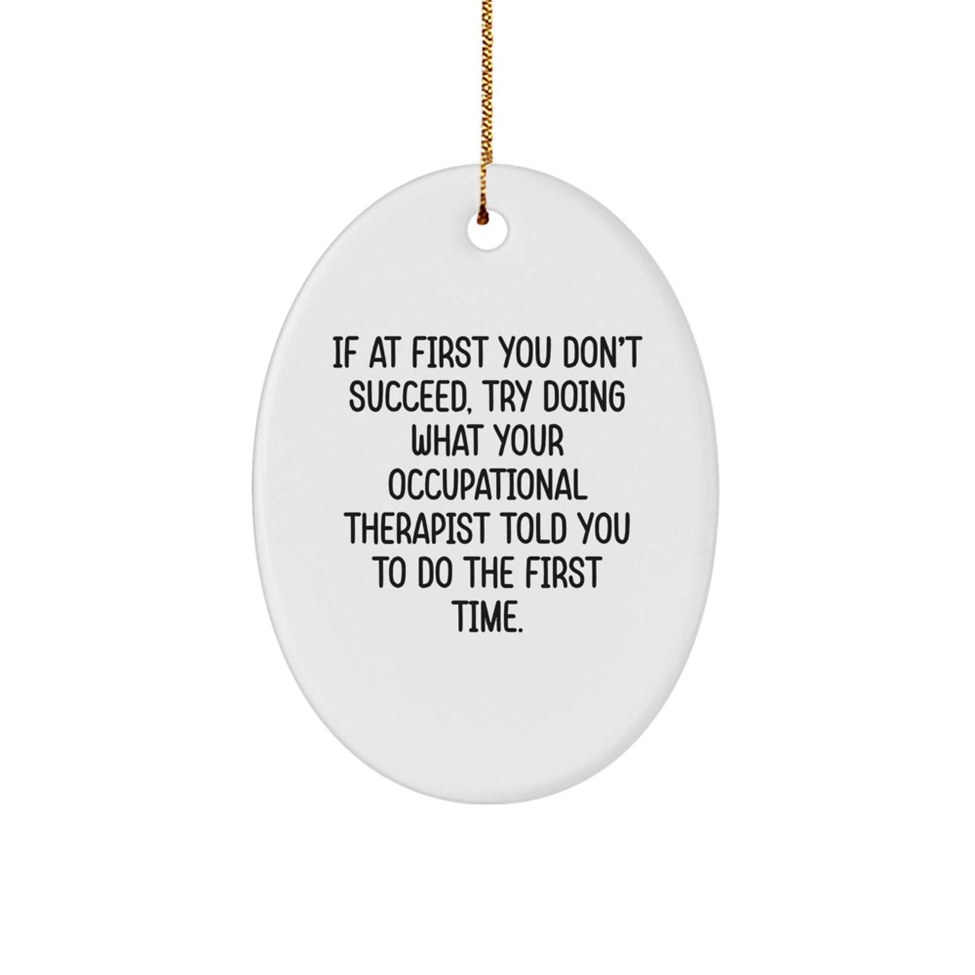 Funny Quote Oval Ornament - Occupational Therapist Gifts for Coworkers - If At First You Dont Succeed, Try Doing What Your Occupational Therapist Told You... - Image 1