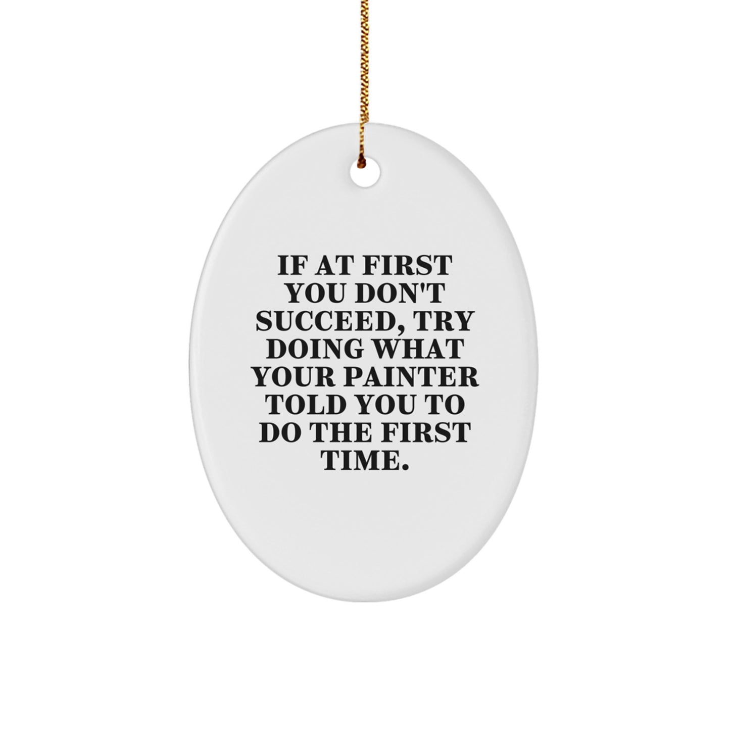 Painter Christmas Gift Oval Ornament for Her Present - Image 1