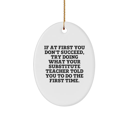 Funny Substitute Teacher Oval Ornament Gifts from Friends for Christmas Unique Decorations - Oval Ornament Gift for Substitute Teacher - Image 1
