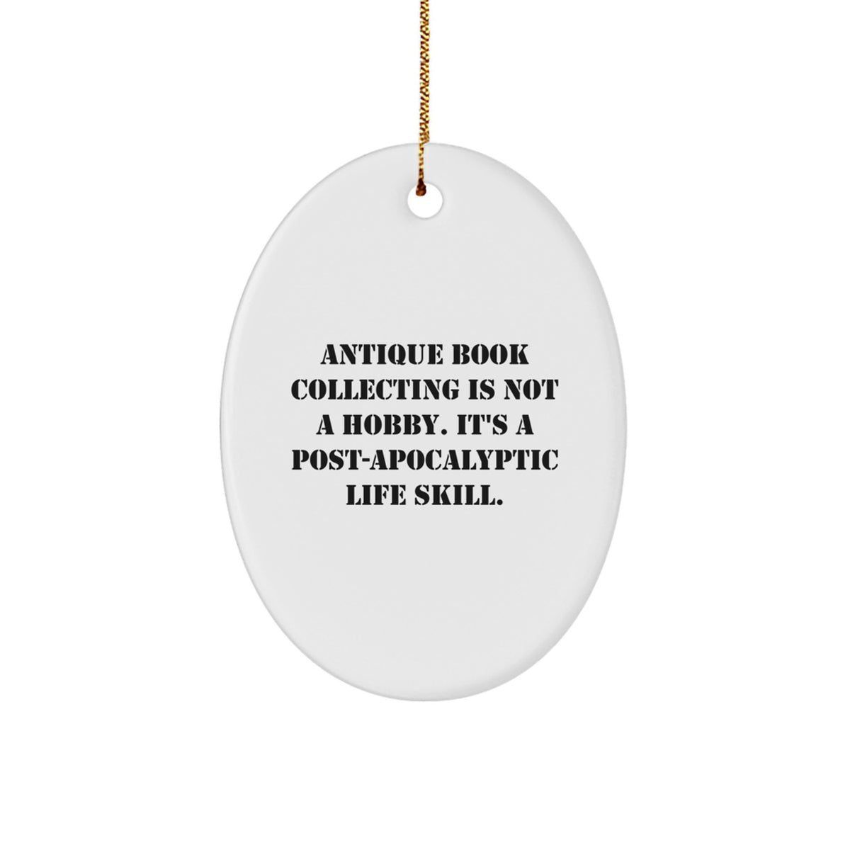 Favorite Antique Book Collecting Oval Ornament for Kids Christmas Gift - Image 1