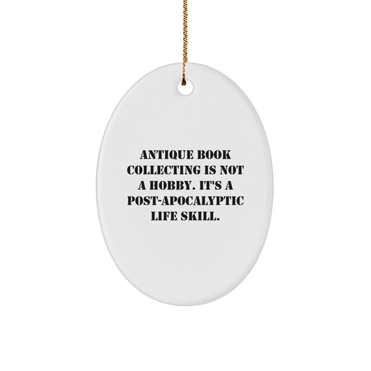 Favorite Antique Book Collecting Oval Ornament for Kids Christmas Gift - Image 1
