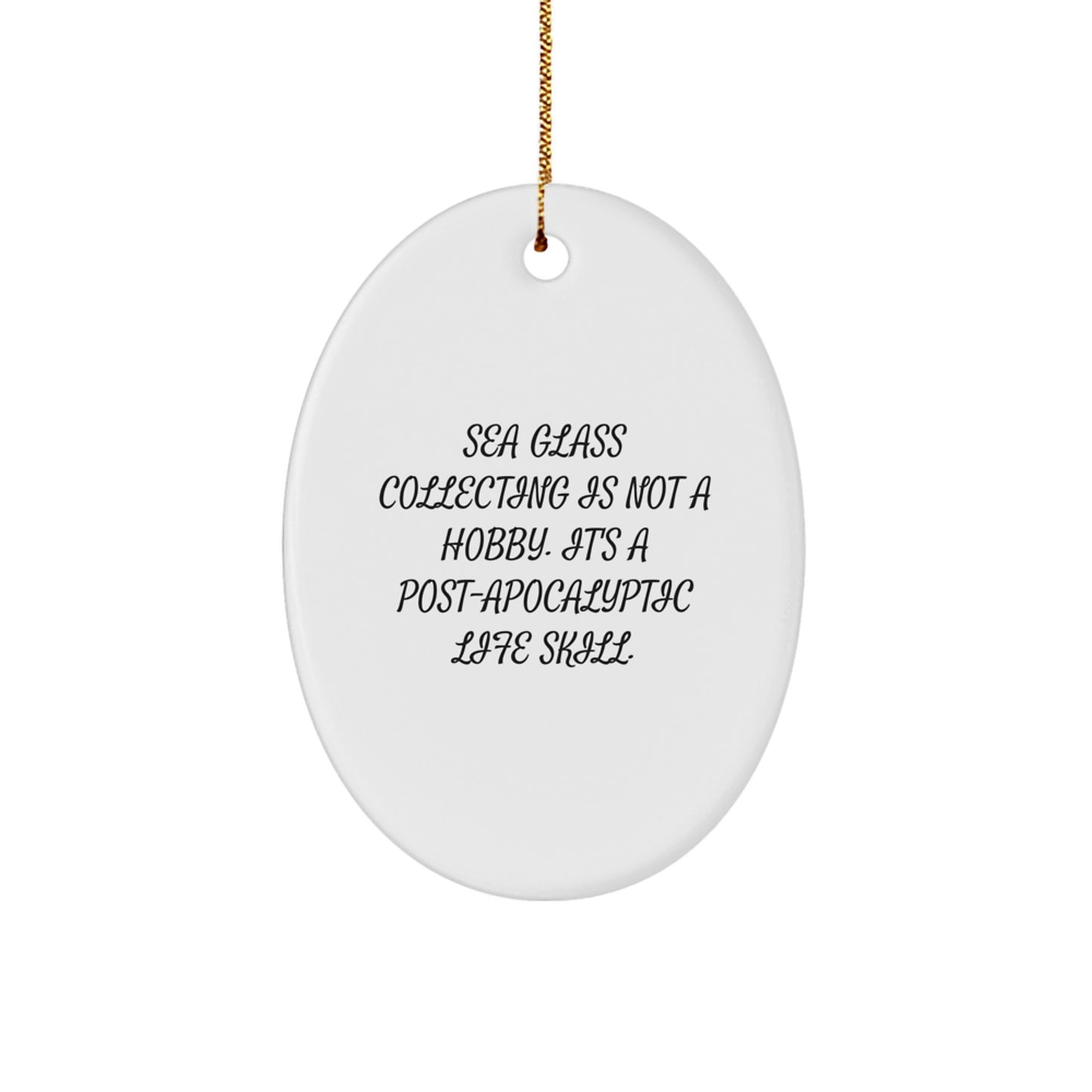 Christmas Gift Oval Ornament for Her Present Sea Glass Collector - Image 1