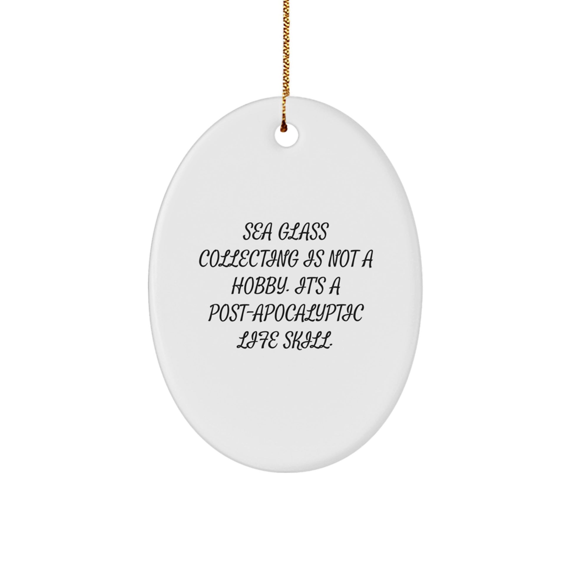 Christmas Gift Oval Ornament for Her Present Sea Glass Collector - Image 1