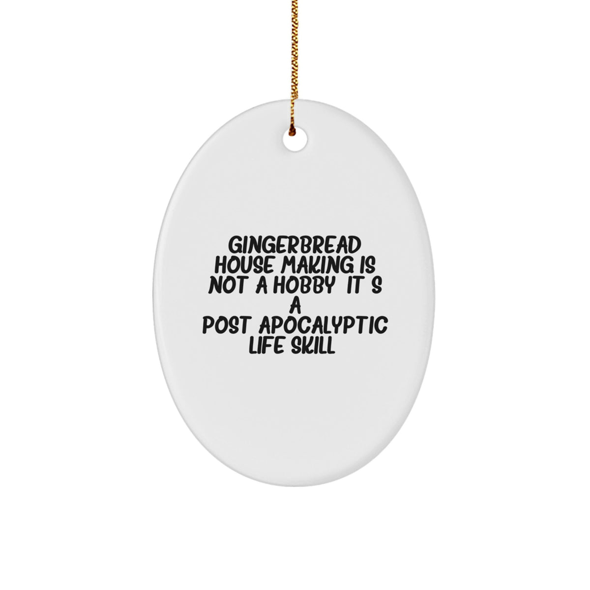 Christmas Gift for Her Gingerbread House Making Oval Ornament Present - Image 1