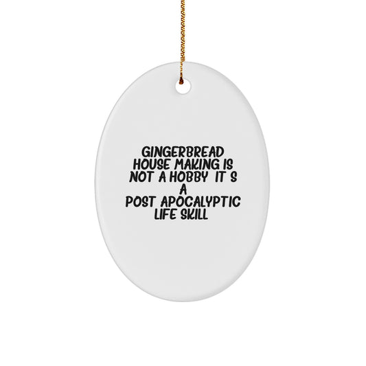 Christmas Gift for Her Gingerbread House Making Oval Ornament Present - Image 1