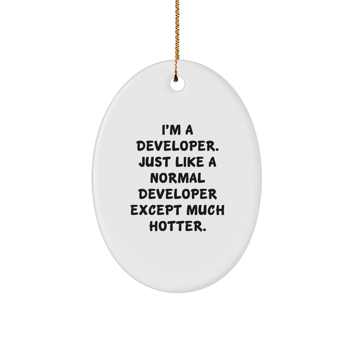 Funny Developer Gifts for Him, Oval Ornament with Sublimation Printing, Gifts from Men to Friends, Christmas Unique Gifts for Developer - Image 1