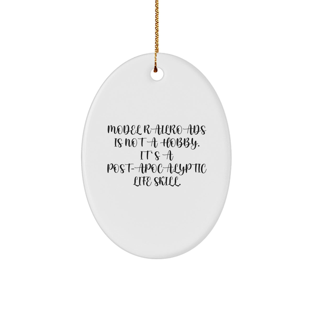 Model Railroads Oval Christmas Ornament Idea Gift for Coworkers Holiday - Image 1