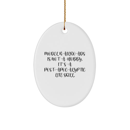 Model Railroads Oval Christmas Ornament Idea Gift for Coworkers Holiday - Image 1