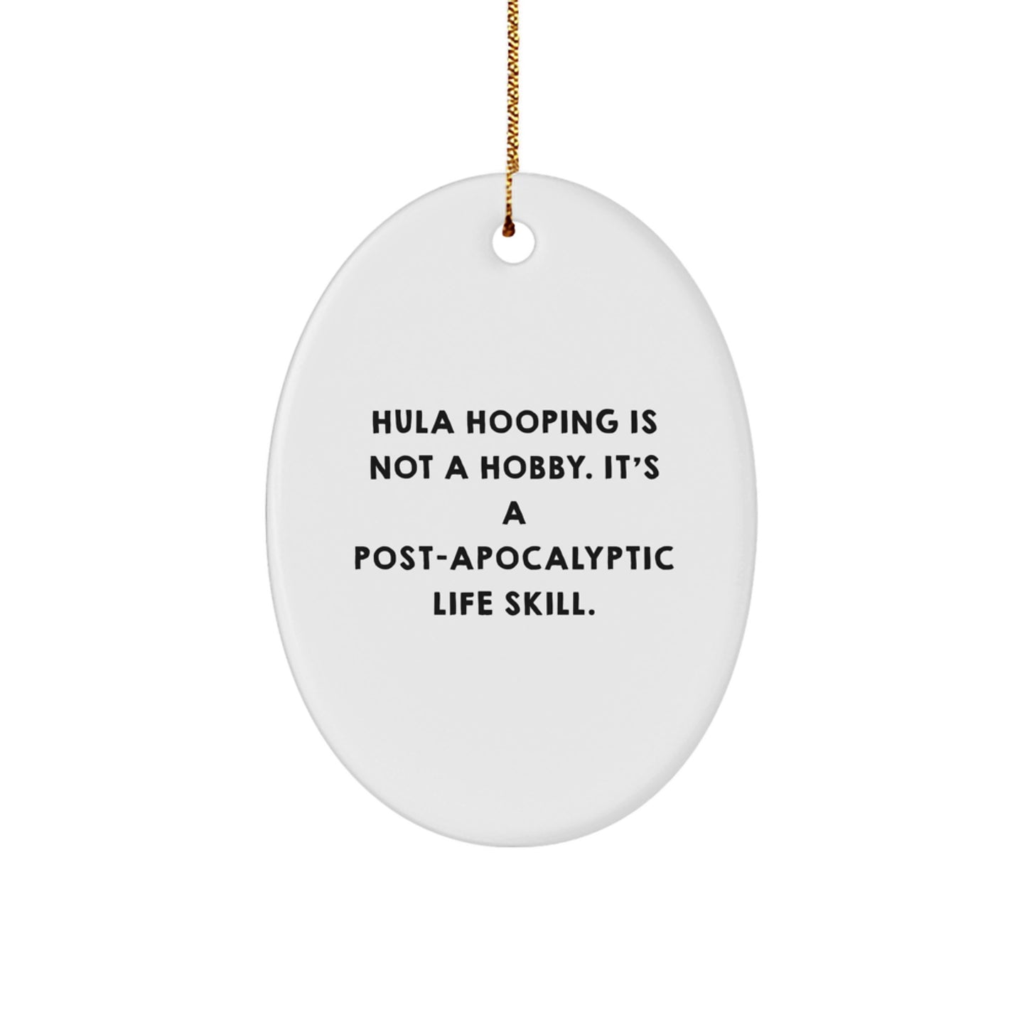 Christmas Gift for Her Hula Hooping Oval Ornament Present White - Image 1
