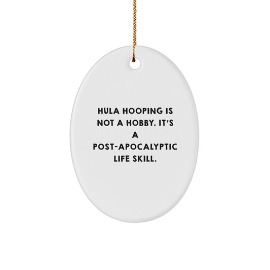 Christmas Gift for Her Hula Hooping Oval Ornament Present White - Image 1