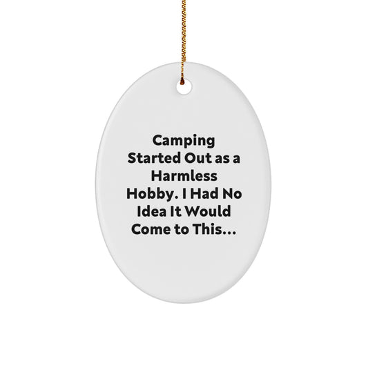 Christmas Gift for Her Camping Oval Ornament Present - Image 1