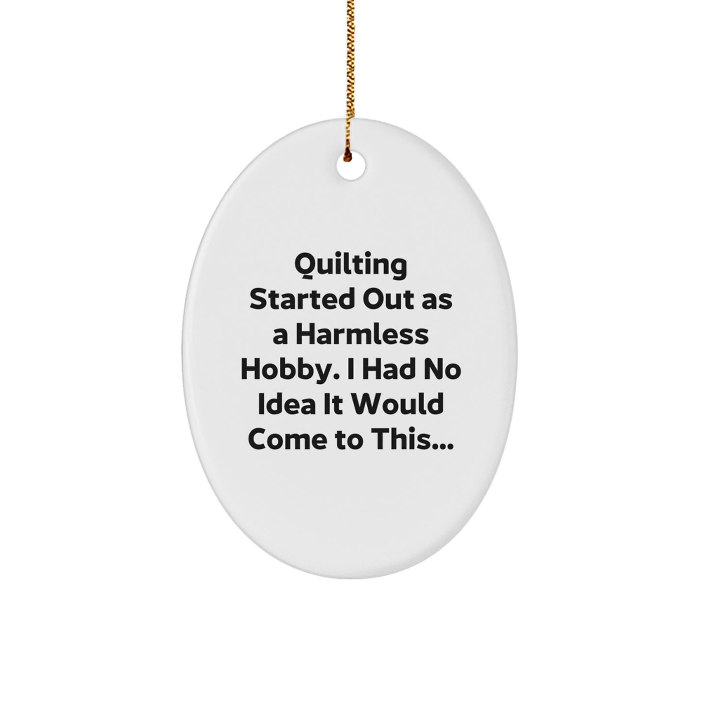 Quilting Keepsake Christmas Ornament for Him Gift with Golden Cord - Image 1
