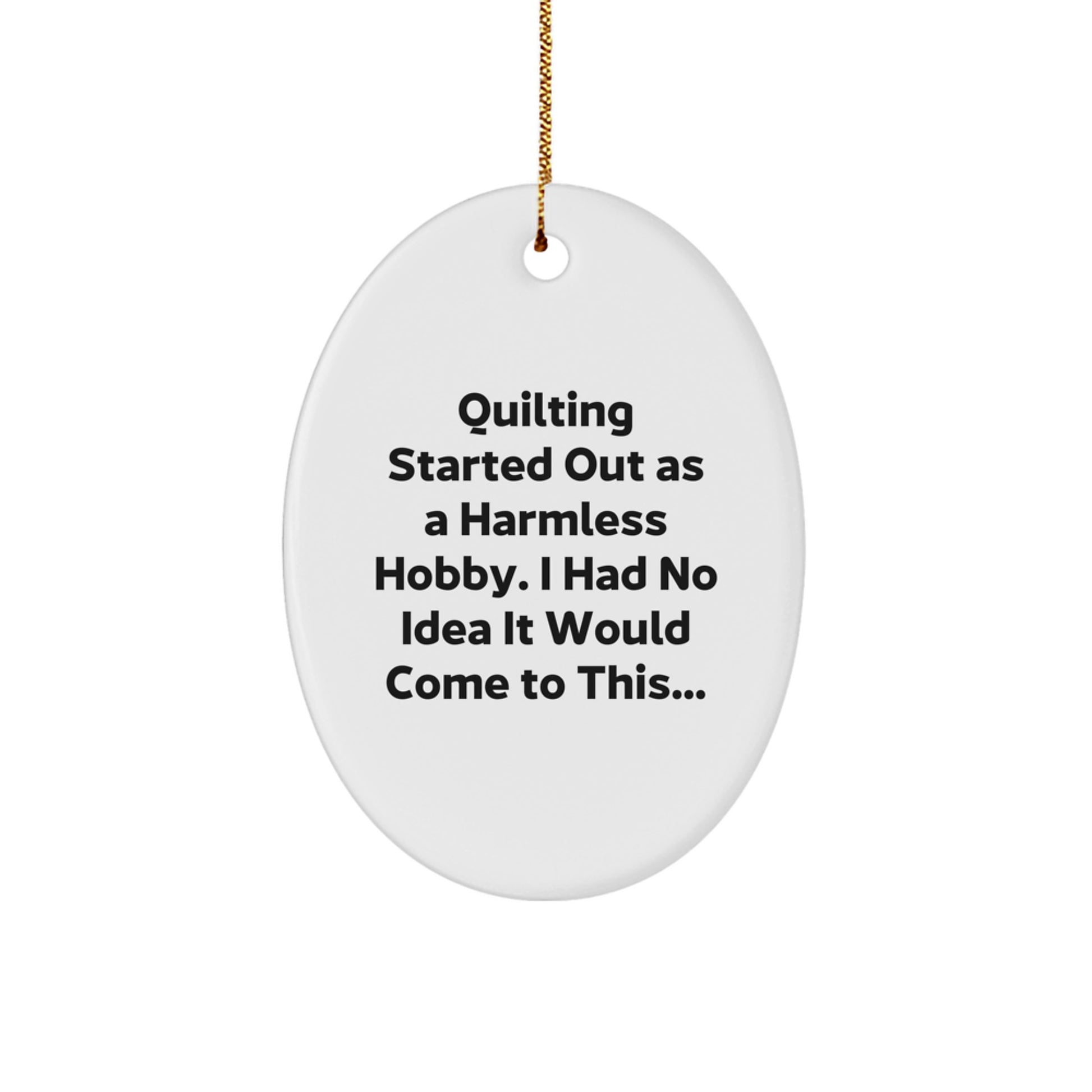 Quilting Keepsake Christmas Ornament for Him Gift with Golden Cord - Image 1