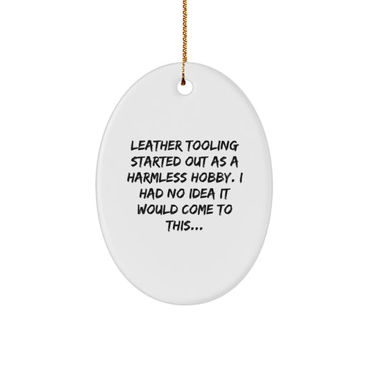 Leather Tooling Keepsake Holiday Christmas Ornament for Him Gift - Image 1