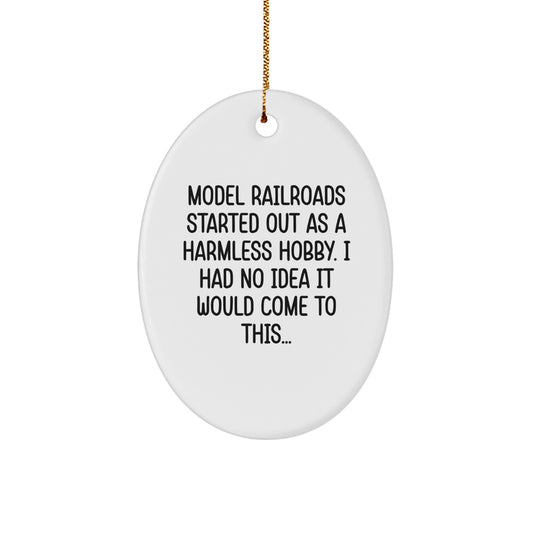 Model Railroads Oval Ornament Gifts from Friends to Family - Funny Quote, Christmas Decorations, Oval Shaped MDF Wood, 3.25\ - Image 1