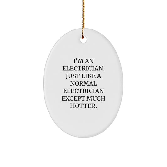 Electrician Oval Ornament, Funny Gift for Electrician, Christmas Unique Gifts from Friends and Family, Gifts for Electrician, Oval Shaped Decor - Image 1