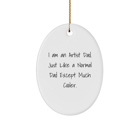 Christmas Gift for Her Artist Dad Oval Ornament Present Vibrant - Image 1