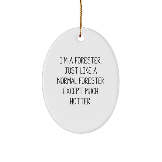Funny Forester Gifts for Men, Oval Ornament, 'I'm A Forester' Christmas Decorations, Gifts from Men - Image 1