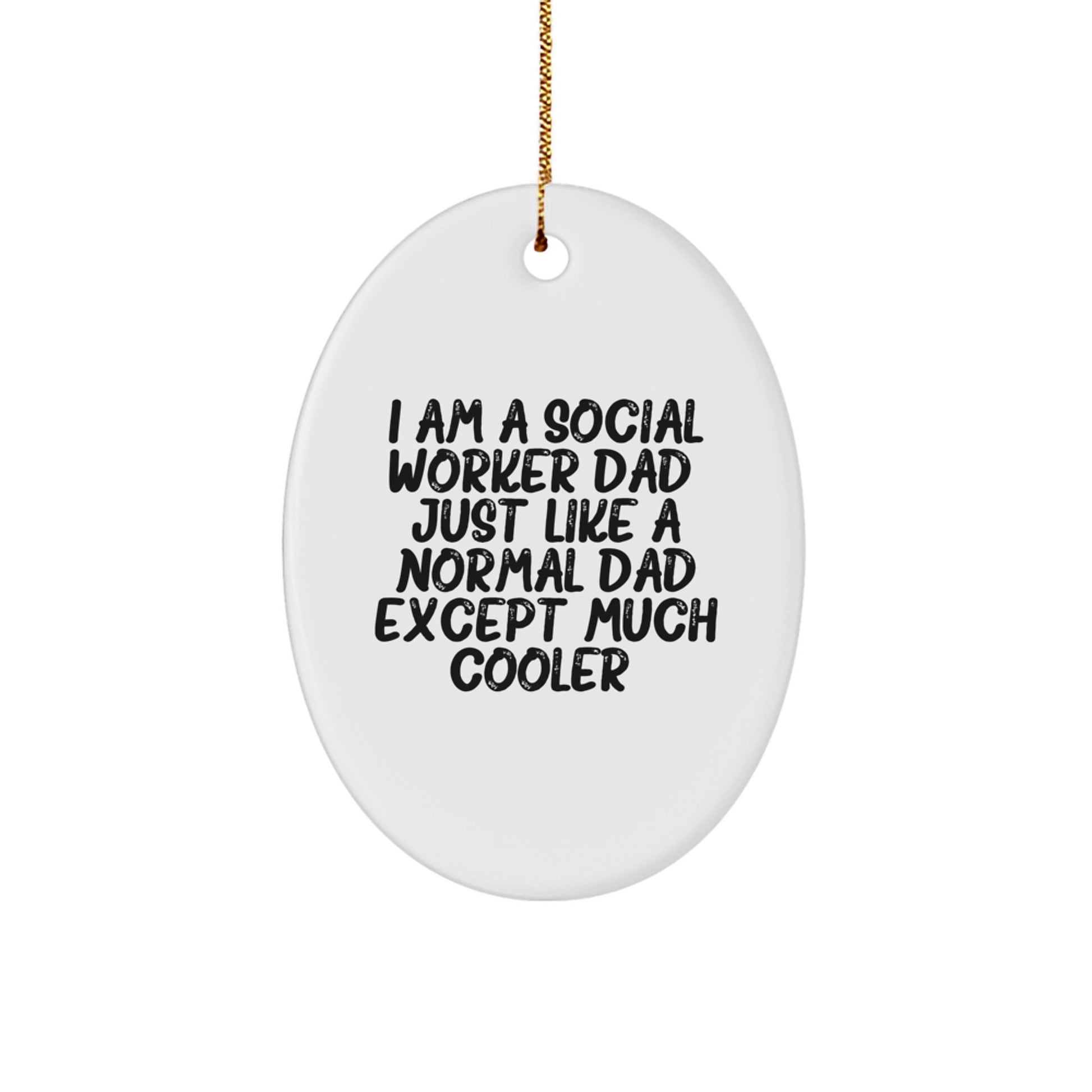 Christmas Gift for Her Social Worker Dad Oval Ornament Present - Image 1