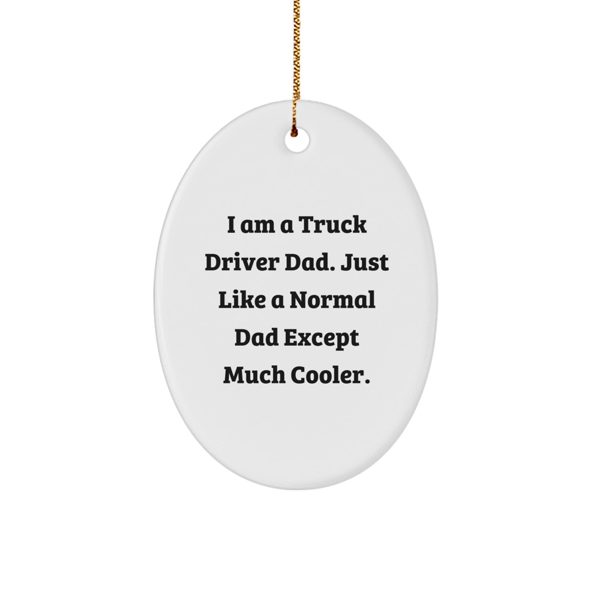 Truck Driver Dad Gifts Christmas Oval Ornament, Funny Truck Driver Quotes, Gifts from Dad, Gifts for Truck Driver - Image 1