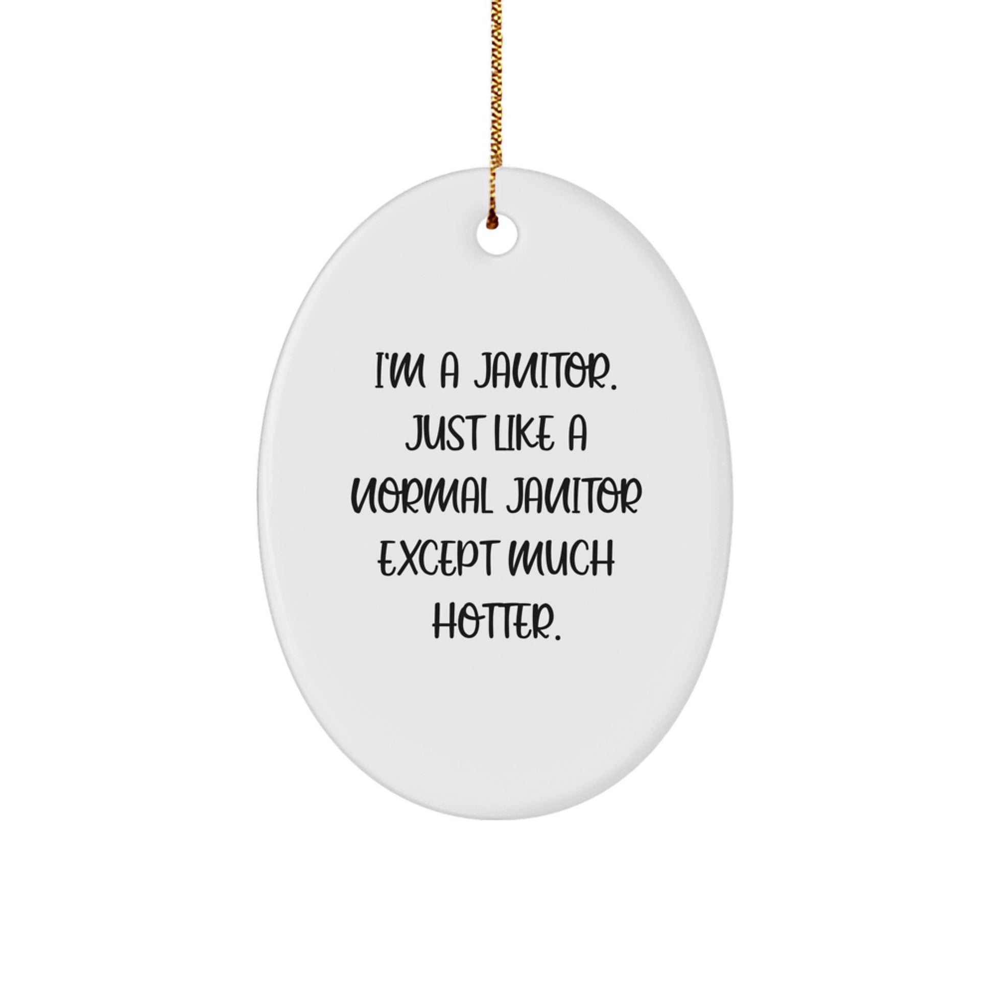 Funny Janitor Gifts, I'm A Janitor Janitor Oval Ornament for Christmas Unique Gifts from Friends to Family - Image 1