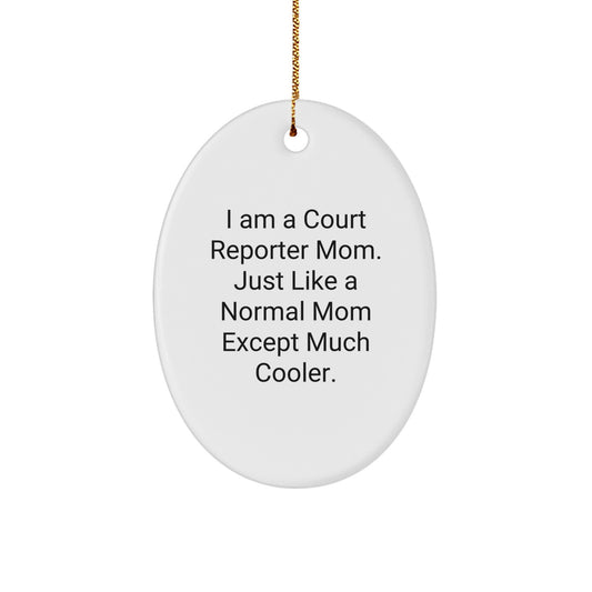 Christmas Gift for Her Court Reporter Mom Oval Ornament Present - Image 1