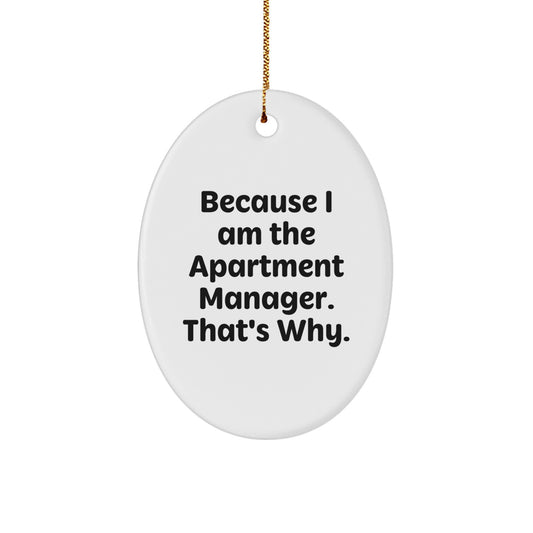 Funny Apartment Manager Oval Ornament Gifts from Friends for Men Women Coworkers - Image 1