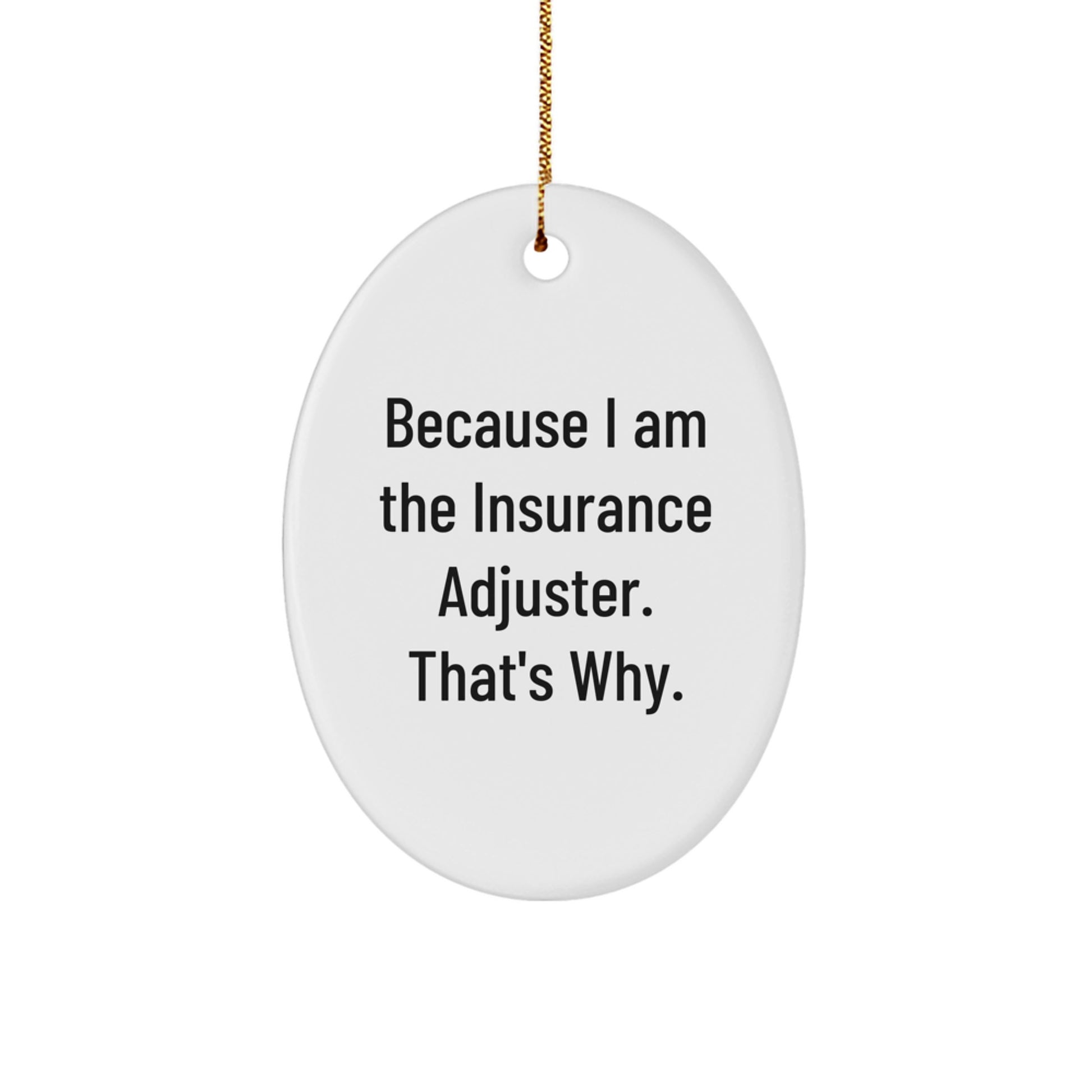 Insurance Adjuster Oval Ornament Keepsake for Him Holiday Christmas Gift - Image 1