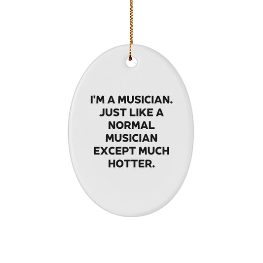 Funny Musician Oval Ornament Gifts from Friends for Musician, Unique Oval Shaped Christmas Decorations, Musician Humor Gift - Image 1