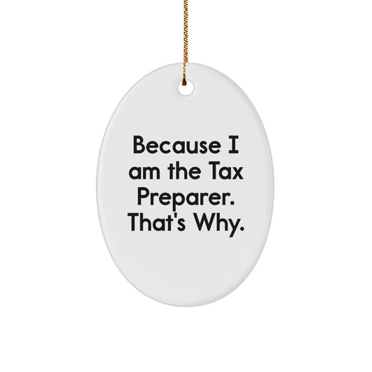 Sarcastic Tax Preparer Christmas Ornament Gift for Friends, Because I Am - Image 1
