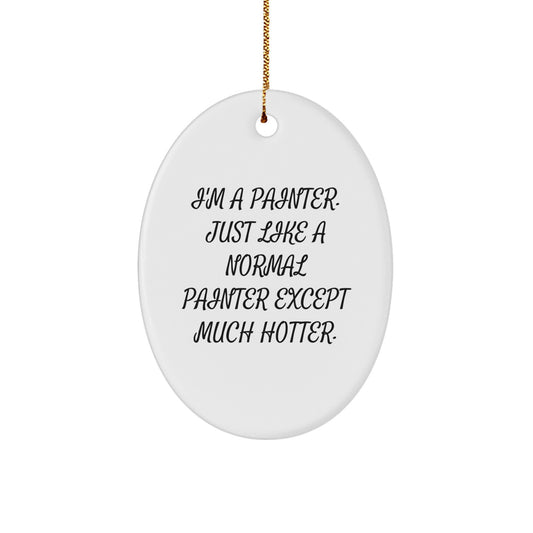Funny Painter Gifts for Men - Oval Ornament, White, Christmas Unique Presents from Friends to Family - Image 1
