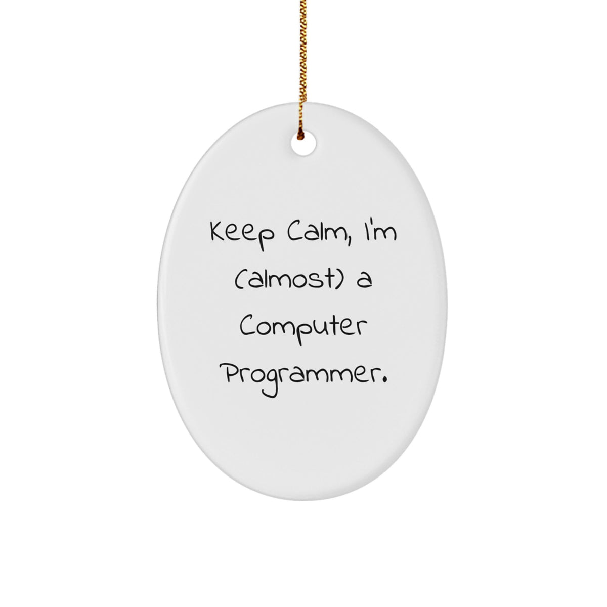 Christmas Gift for Her Present Oval Computer Programmer Ornament - Image 1