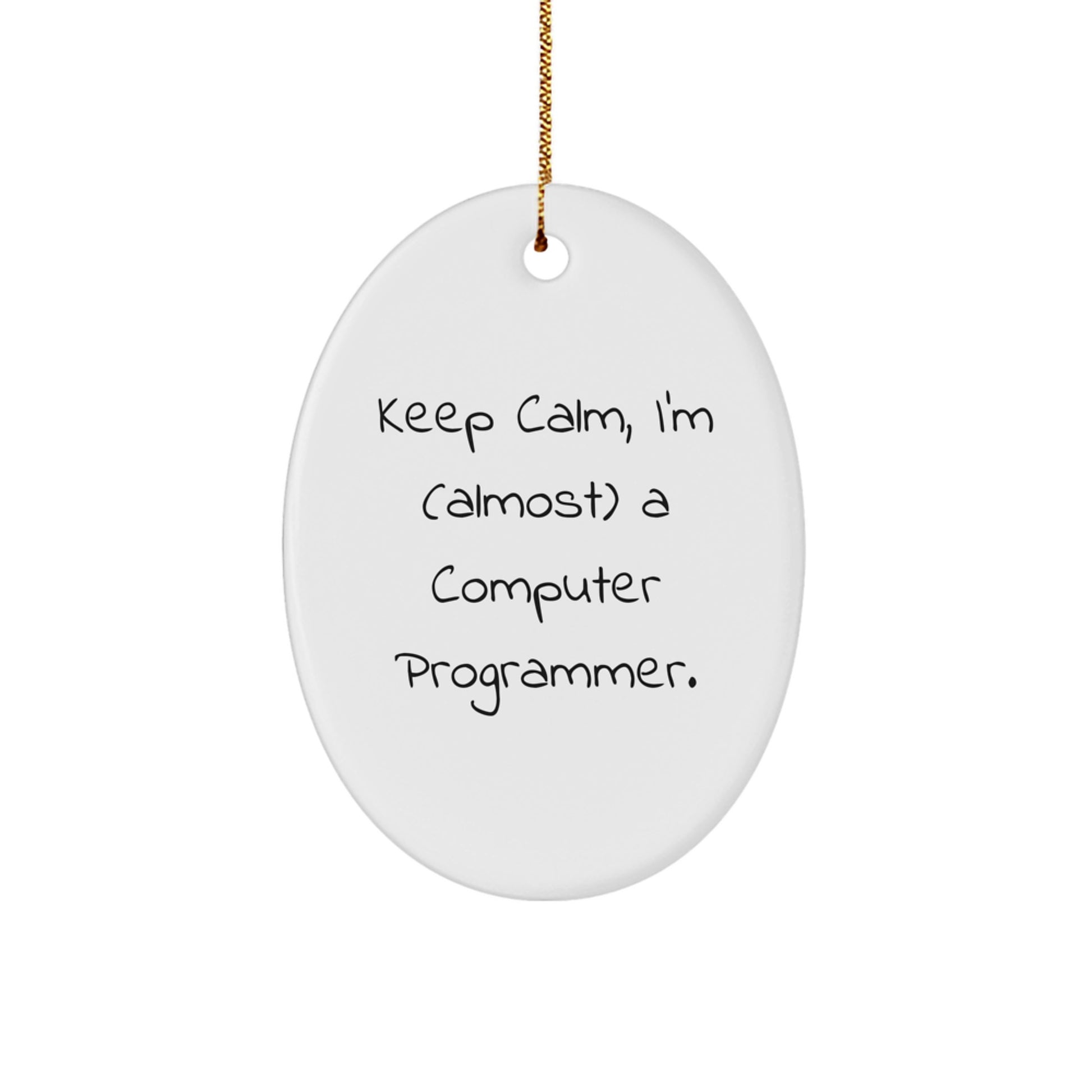Christmas Gift for Her Present Oval Computer Programmer Ornament - Image 1