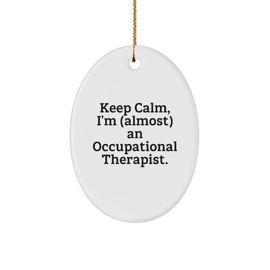 Funny Occupational Therapist Gifts, Keep Calm Oval Ornaments for Christmas - Gifts from Friends to Occupational Therapist, Men, Women, Family - Image 1