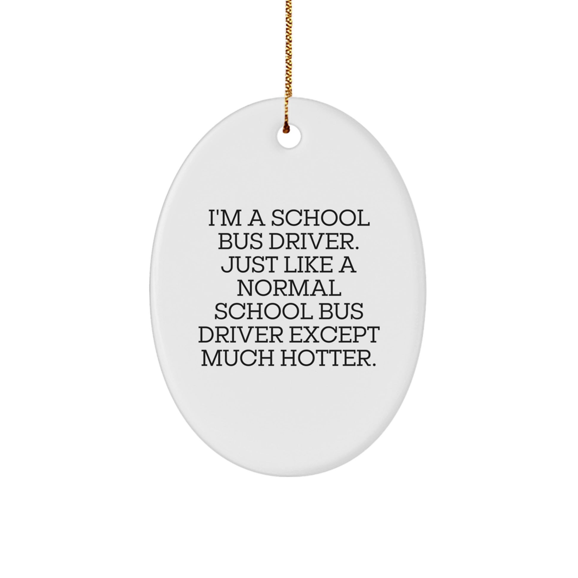 A Funny Christmas Unique Gift for School Bus Drivers - 'I'm A School Bus Driver' Oval Ornament, Unique Christmas Memorable Presents from Friends and Family - Image 1
